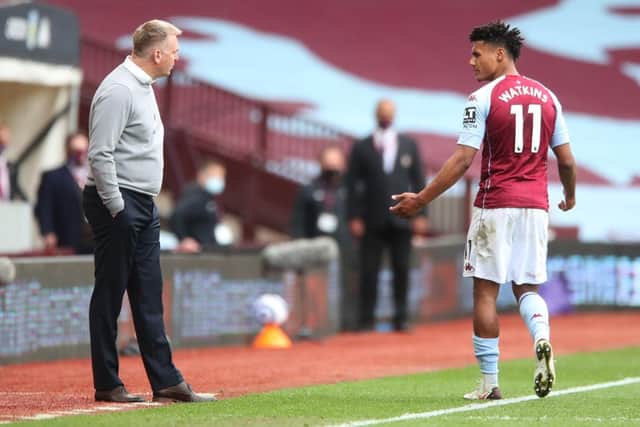 Aston Villa manager Dean Smith and striker Ollie Watkins. (Photo by Nick Potts - Pool/Getty Images)
