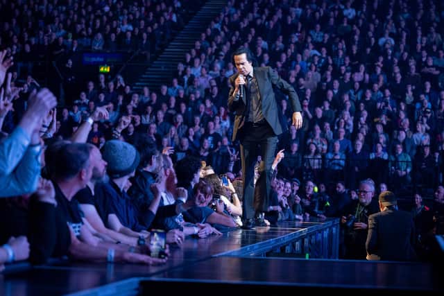 Nick Cave on stage at the BP Pulse LIVE arena in Birmingham on Friday, November 15, 2024. Photo by David Jackson.