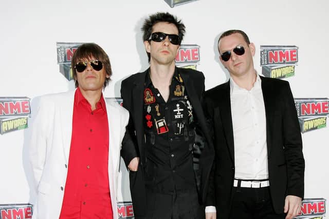 (L to R) Mani Mountfield, Bobby Gillespie and Martin Duffy of Primal Scream. Martin Duffy has died at the age of 55  (Photo by MJ Kim/Getty Images)