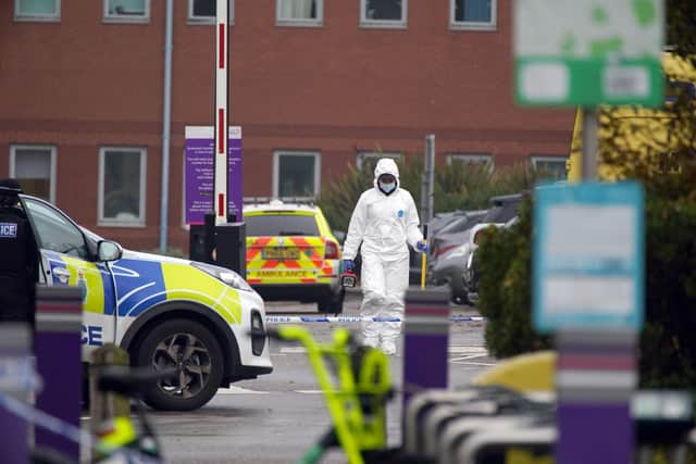 Forensic officers at Liverpool Women's Hospital after an explosion killed one person and injured another on Sunday. Picture: Peter Byrne/PA Wire