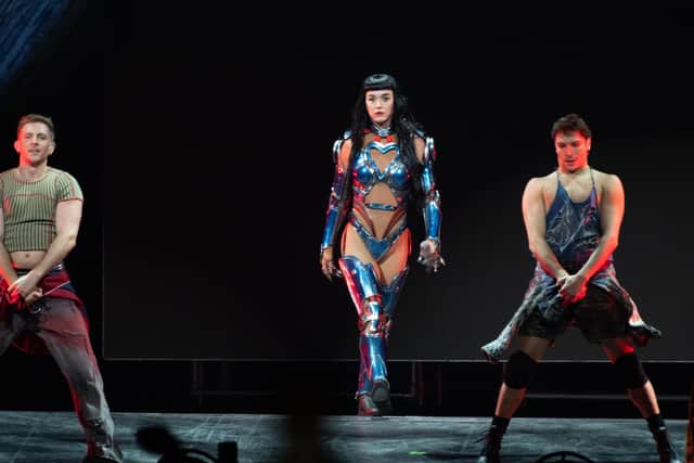 Katy Perry on stage at the Utilita Arena in Birmingham on Saturday, October 11, 2025. Photo by David Jackson.