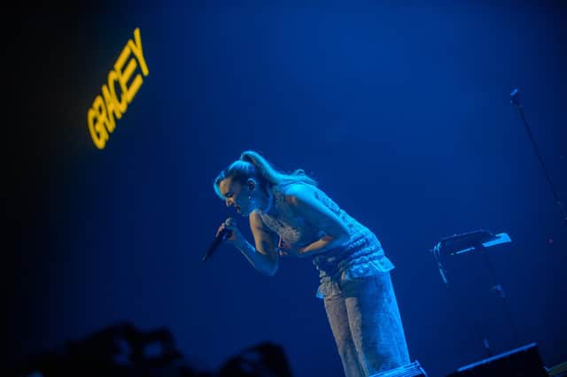Gracey on stage at the Utilita Arena, Birmingham, March 10, 2023. Photo by David Jackson.