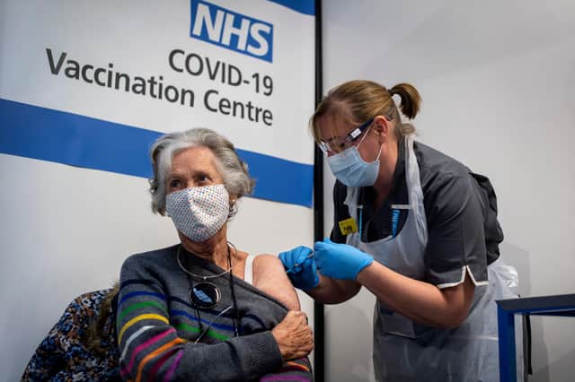 <p>Covid booster vaccines significantly reduce the chance of becoming infected (Picture: Victoria Jones/pool/ Getty Images)</p>