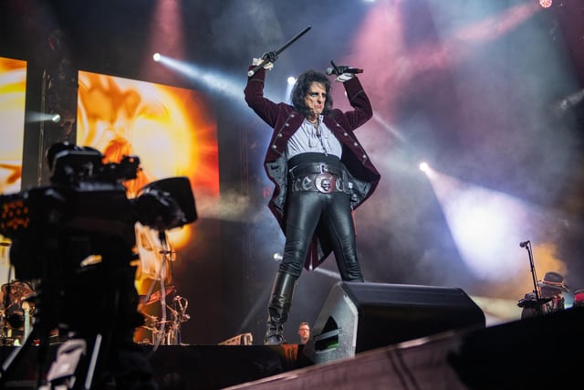 Hollywood Vampires frontman Alice Cooper on stage at the Utilita Arena in Birmingham on Tuesday, July 11, 2023. Photo by David Jackson.