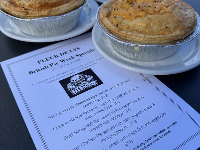 British Pie Week special editions at The Fleur de Lys this week.
