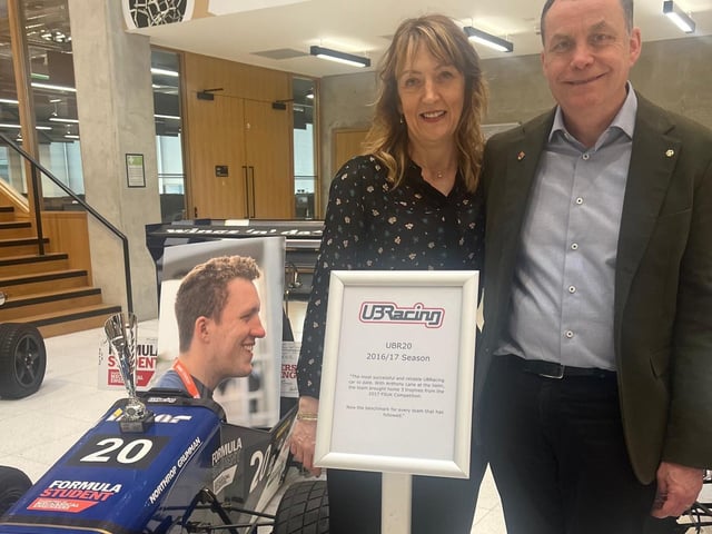 Prior to the memorial lecture the car Anthony designed as Technical director UBR was on display along with the awards it won.